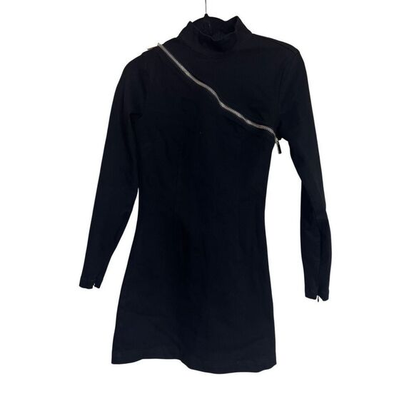 Revolve SER.O.YA Dress Womens Small Black Blondie Denim Mini Long Sleeve NWT - Picture 3 of 14